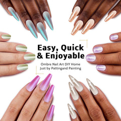 Uso sencillo con esponja para degradados rápidos en Karroy Glitter Pat Gel.