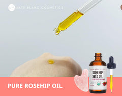 Kate Blanc Cosmetics aceite rosa mosqueta frasco 1oz para rostro.