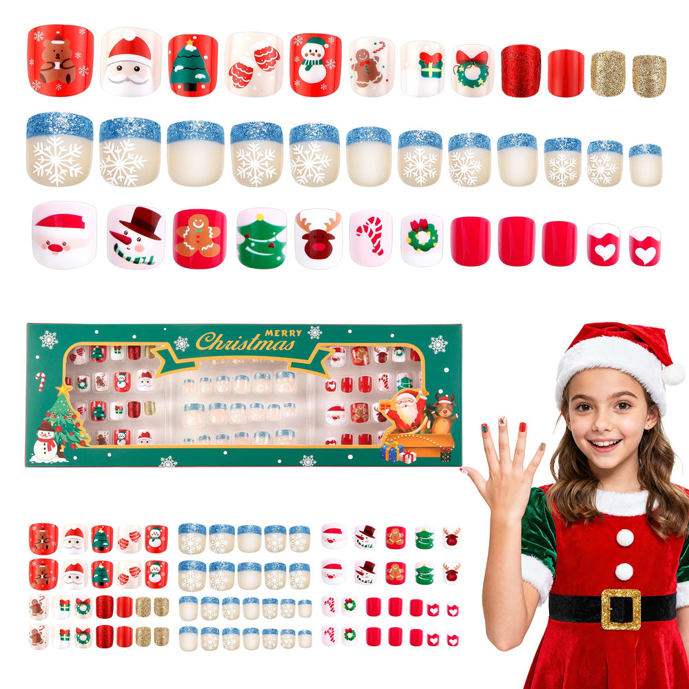 Kawyehu uña infantil navidad dorada con copos de nieve, ideal para fiestas