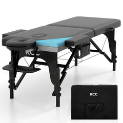 Mesa de masajes KCC con espuma de memoria para un soporte suave y cómodo.