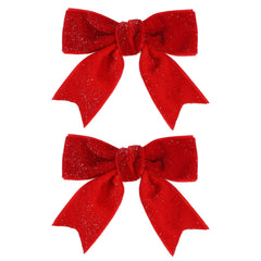 KCHIES lazo de terciopelo rojo brillante con pinza para peinados diarios