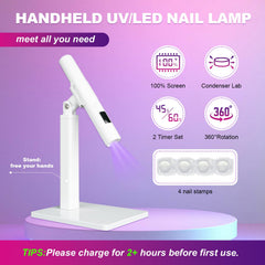 Lámpara UV KeepTwenty con soporte giratorio de 360° para posicionamiento cómodo.