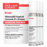 Keeps Minoxidil espuma, botella del 5% para apoyar crecimiento capilar suave