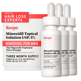 Keeps Minoxidil 5% botella con gotero preciso para aplicación focal en coronilla.