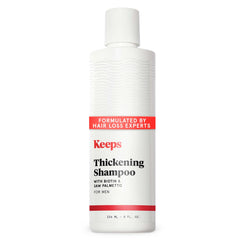 Keeps Shampoing Épaississant, bouteille en premier plan pour cheveux plus épais.