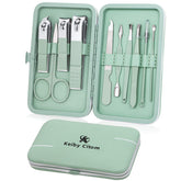 Keiby Citom set de manicura portátil en verde, ideal para viajes.