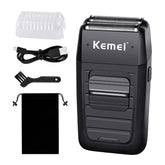 Kemei recortadora-barba con cabezal flotante doble para líneas más definidas.
