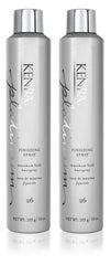 Kenra Platinum Finishing Spray 26 bottle close-up showing a high-shine finish and strong hold.