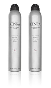 Kenra Ultra Freeze Spray 30: dos frascos para fijación duradera.
