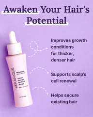 Keranique suero nocturno, aplicación en la raíz que revitaliza el cabello al despertar.