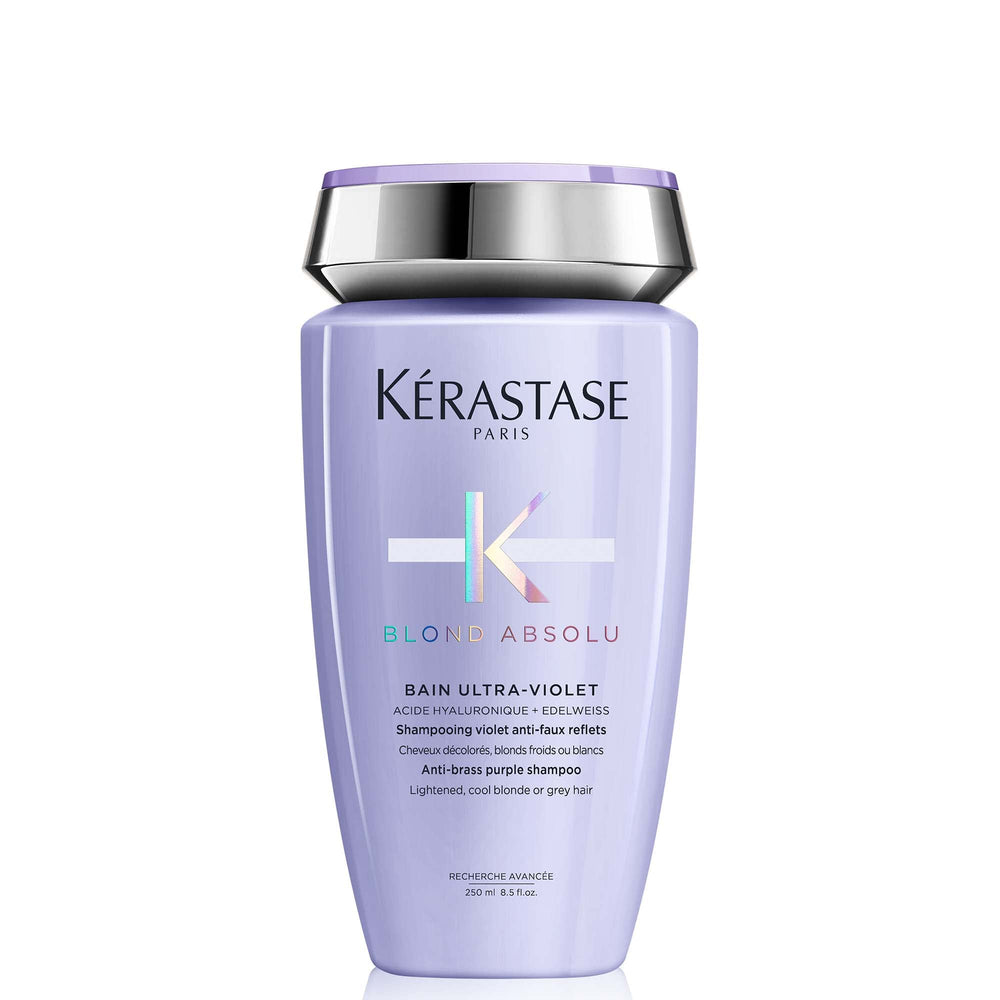 KÉRASTASE Blond Absolu Bain Ultra-Violet Shampoo envase elegante para baño.