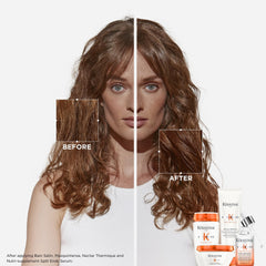 Application sur cuir chevelu avec le Sérum Nutritive pour hydratation ciblée.