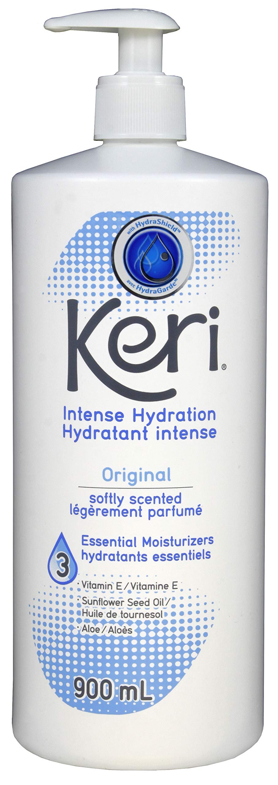 Keri Original loción suave en botella de 900 ml para hidratación diaria.