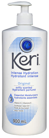 Keri Original loción suave en botella de 900 ml para hidratación diaria.
