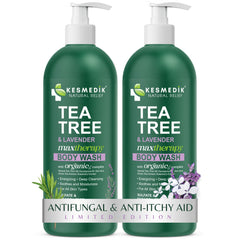 KESMEDIK Jabon Cuerpo Árbol del Té Lavanda: botella conveniente para uso diario y frescura.