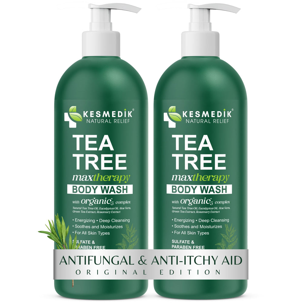 KESMEDIK gel de ducha con árbol de té, botella vertida, lavado suave diario en la ducha.