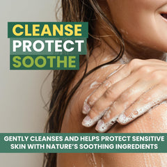 KESMEDIK gel de ducha con árbol de té y eucalipto, aroma herbal suave.