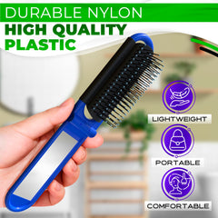 KETAR cepillo plegable verde con espejo y cerdas de nylon.