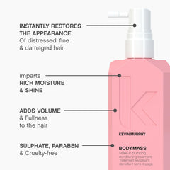 Kevin Murphy Body Mass, aplicación en cabello fino que mejora la densidad sin peso.