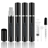 Kewjug cuatro-pack atomizadores 5 ml negros para viajar.
