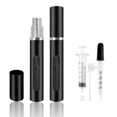 Kewjug pack de dos atomizadores mini de 5 ml, negro, ideal para viaje.