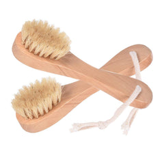Par de cepillos faciales KEWLYSEU con mango de madera para limpieza diaria