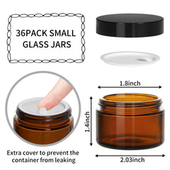 KeyWING tarro ámbar 1oz con forro interior, cierre hermético perfecto para viaje