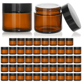 KEYWING tarro de vidrio ámbar 2oz con tapa negra, protección UV para cosméticos.