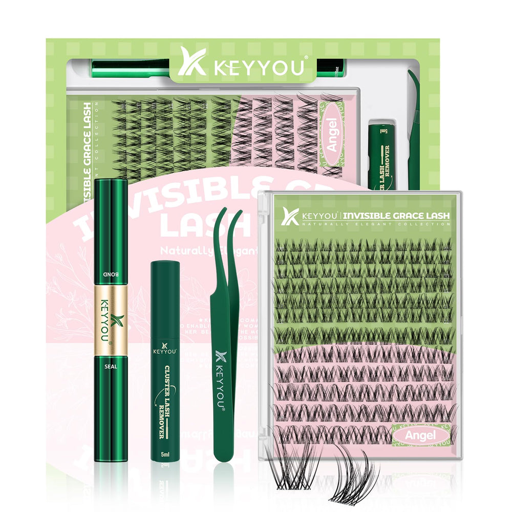 KEYYOU Angel lash clusters kit in-use for a natural, seamless enhancement
