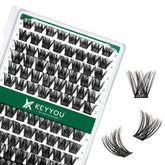KEYYOU conjunto de 96 clústeres de pestañas para un look voluminoso y natural.