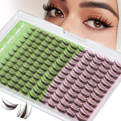 KEYYOU Fairy Brown Lash Clusters D-Curl 144 piezas para un look natural y definido.