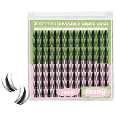 KEYYOU Fairy Lash Clusters, rizo D 16 mm, para efecto manga suave.