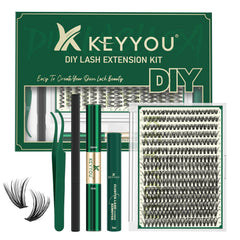 KEYYOU kit de extensiones de pestañas con 300 hebras para volumen realista en casa