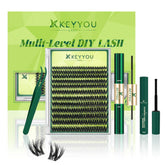 KEYYOU kit extensiones pestañas 3D con 144 piezas para volumen natural