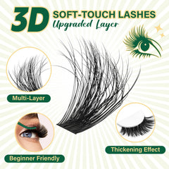 KEYYOU LASH clústeres 3D 80D-100D, enfoque en volumen personalizable.