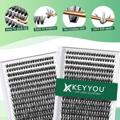 KEYYOU extensiones de pestañas con acabado natural y duradero para uso diario.