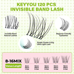 KEYYOU Venus-C Conjuntos de pestañas con banda invisible para uso diario cómodo.