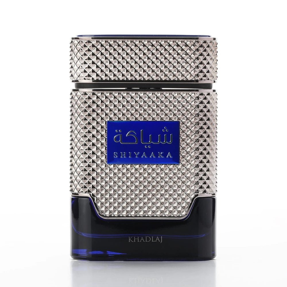 Khadlaj Shiyaaka Blue bottle front view, modern design for daily wear