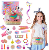 KIDDYCOLOR kit de maquillaje 21 piezas con bolsa unicornio grande para viaje.