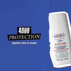 Kiehl's Body Fuel cafeína, vitamina C y zinc para aroma energizante.