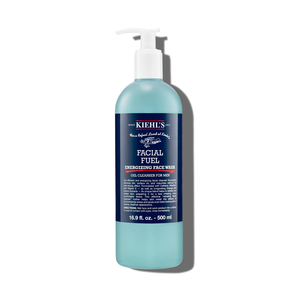 Kiehl's Facial Fuel, bote frontal, efecto revitalizante para piel cansada.