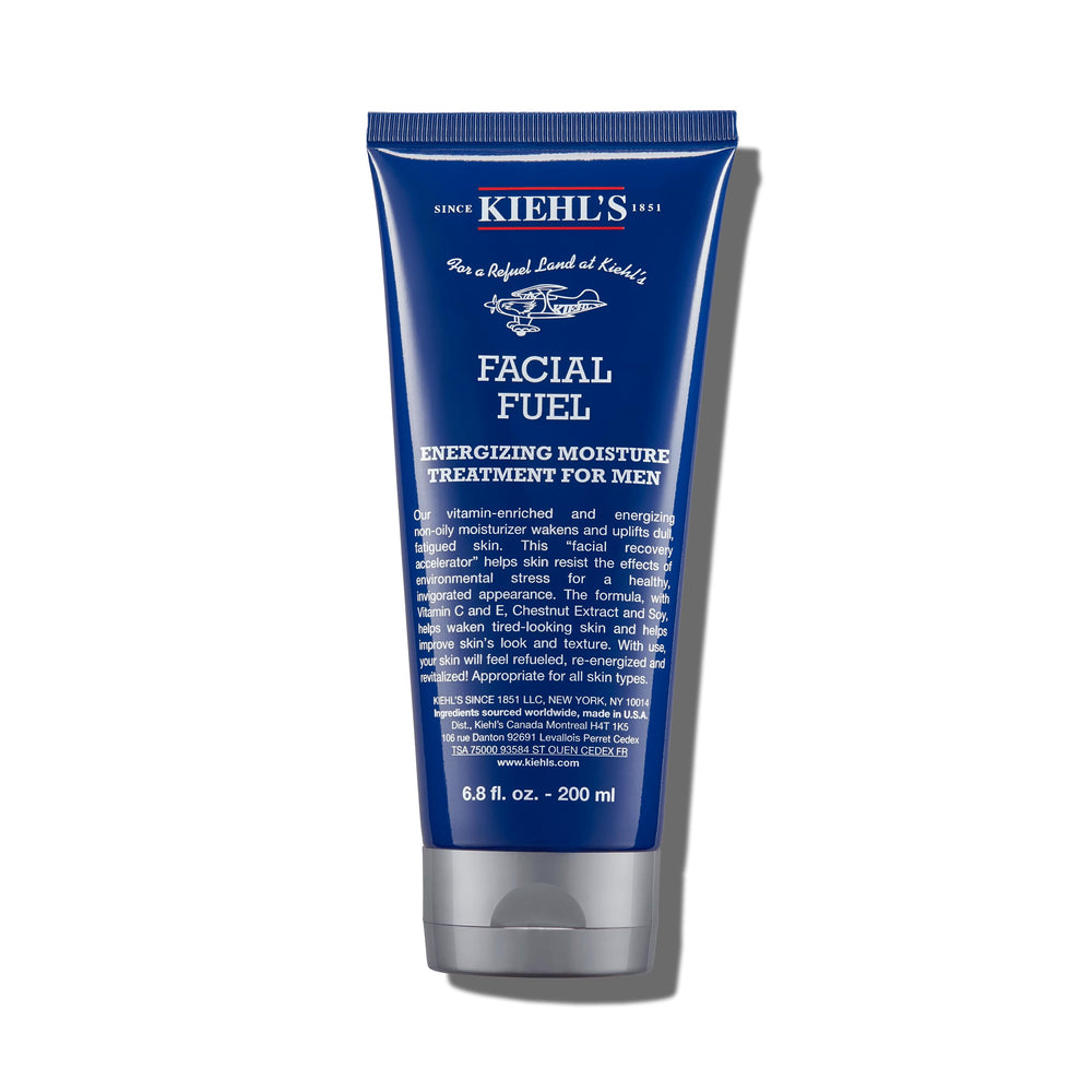 Kiehl's Facial Fuel crema para hombres, frente visible, revitaliza la piel al instante y sin grasa.