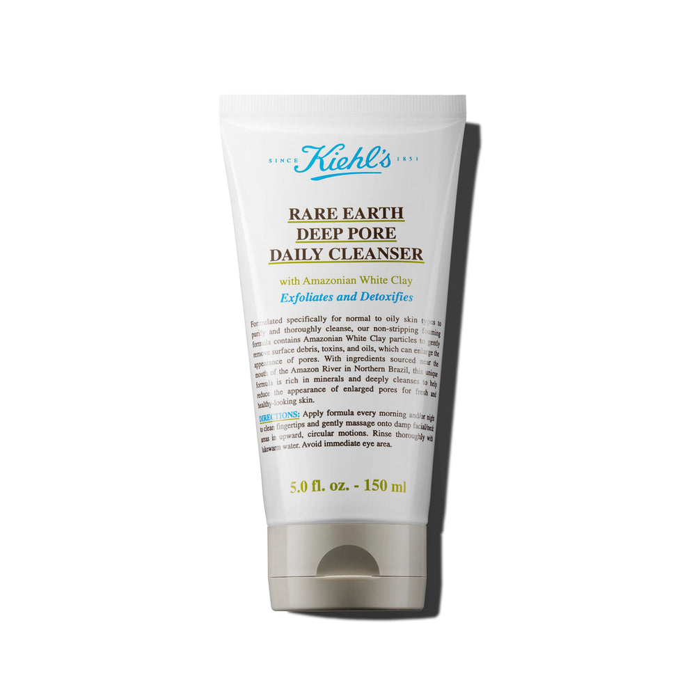 Limpieza facial de Kiehl's para poros profundos, botella visible y purificación