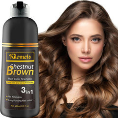 Kilomets Shampoo color castaño en el cabello, cobertura suave y segura