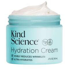Crème d'hydratation Kind Science - flacon, hydratation durable pour la journée.