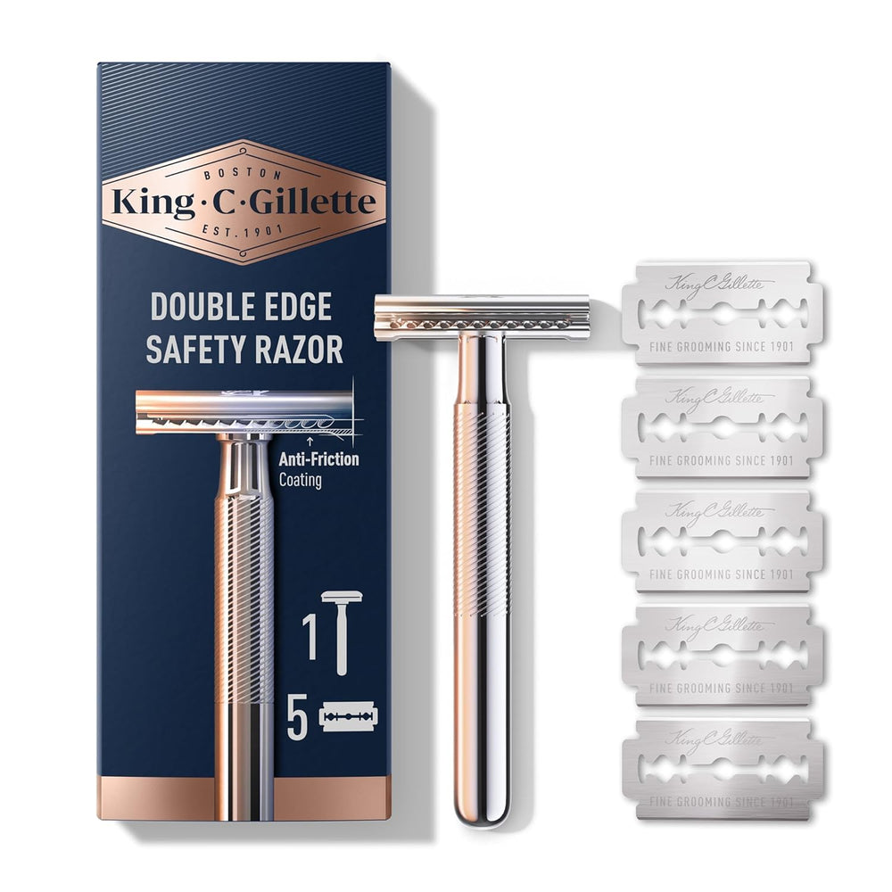 King C. Gillette maquinilla con mango cromado para afeitado preciso.