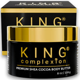 KING Complexion Beurre Shea Cocoa – bouteille, hydratation intense sans gras.