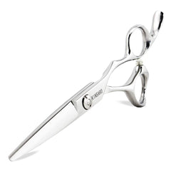 Tijeras KINSARO Barbero profesional con cuchillas convexas para cortes precisos.