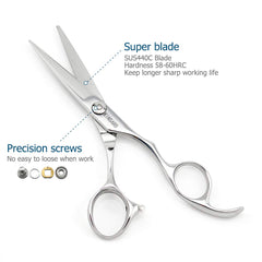 Tijeras de pelo KINSARO con borde afilado y equilibrio estable para cortes suaves.