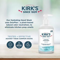 Kirk’s sans sulfates pour nettoyer en douceur les mains sensibles.